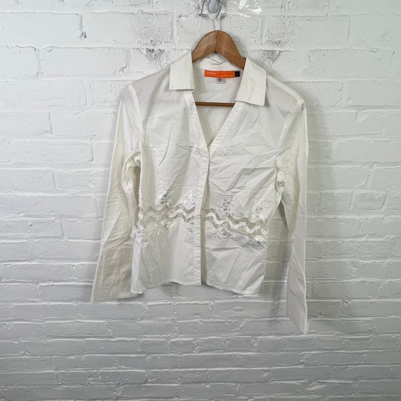 Cynthia Cynthia Steffe Women's Front Button Shirt Blouse Top White Size L - Picture 1 of 5